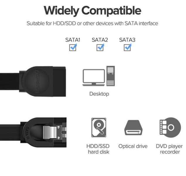 Cable Sata 3.0 US217 30797 Ugreen - 0.5m Negro