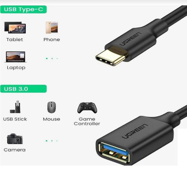 Adaptador OTG USB Tipo C a USB Tipo a Hembra US154 30701 Ugreen - Negro
