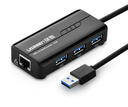 Hub USB Tipo a con Adaptador RJ45 20265 Ugreen - Negro