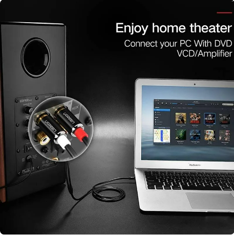 Cable 3.5mm Macho a 2 Rca Macho AV116 10583 Ugreen - 1.5m Gris