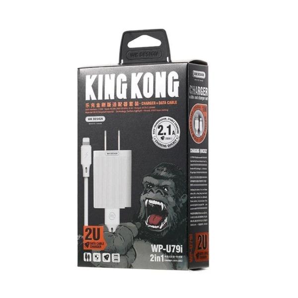 CARGADOR COMPLETO USB LIGTHNING MODELO WP-U69 WK DESING BLANCO