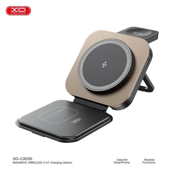 CARGADOR INALAMBRICO 3 EN 1 MODELO  PD-W8 AZEADA NEGRO