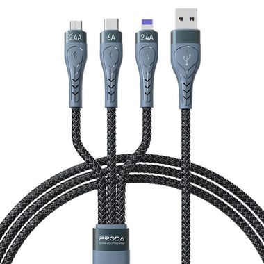 CABLE USB MULTIPLATAFORMA  3EN1 WDC-04TH SERIE CHAONENG WK DESING NEGRO