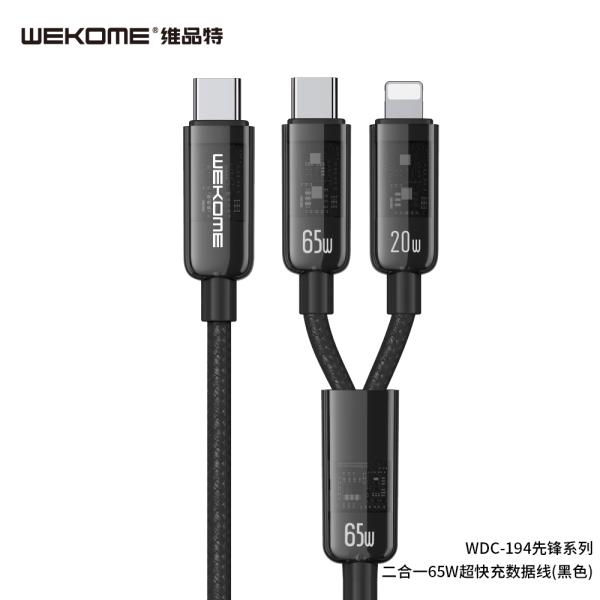 CABLE USB LIGHTNING TIPO C MICRO B 3 EN 1 WDC-137TH WK DESING BLANCO