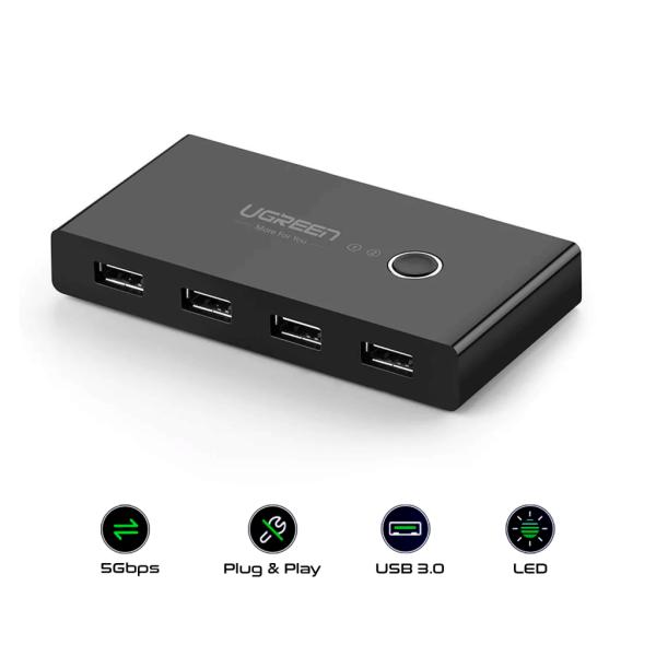 Hub USB Tipo a 3.0 con Switch US216 30768 Ugreen - Negro