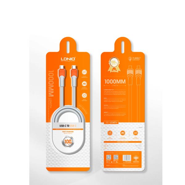 Cable USB Tipo C-c LC602C Ldnio - Naranja Gris