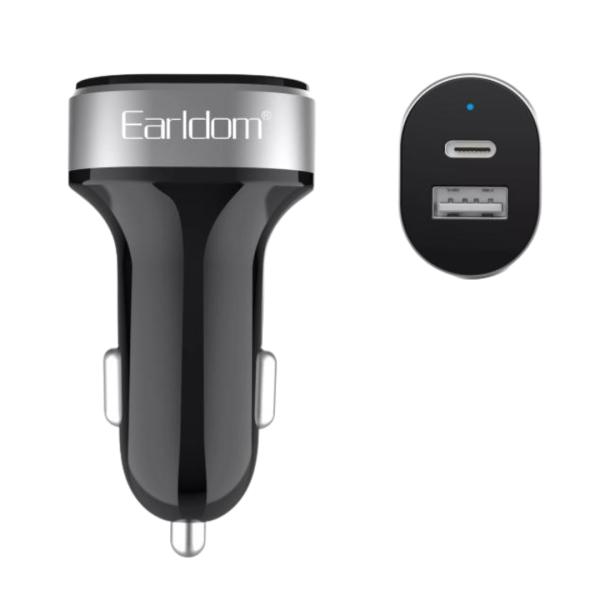 CARGADOR CARRO COMPLETO TIPO C  QC18W+USB12W MODELO CC55 XO NEGRO