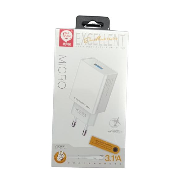 Cargador Casa Y-27 Youshengku - Micro B Blanco