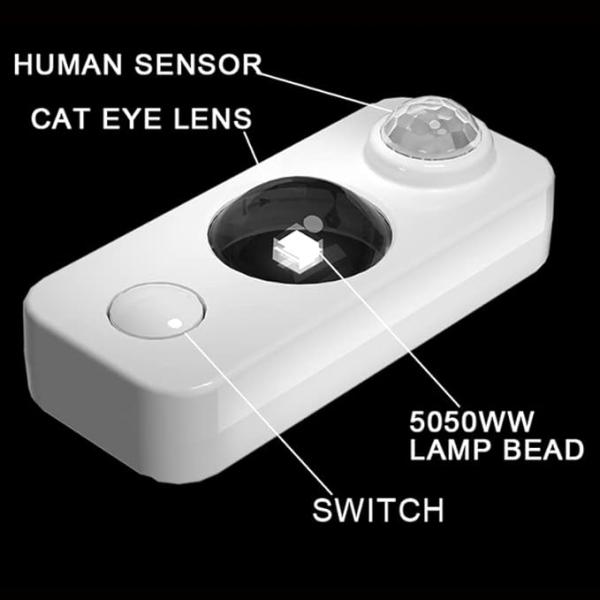 Lampara Portatil con Sensor de Movimiento YZ-08 Blanco - Luz Calida