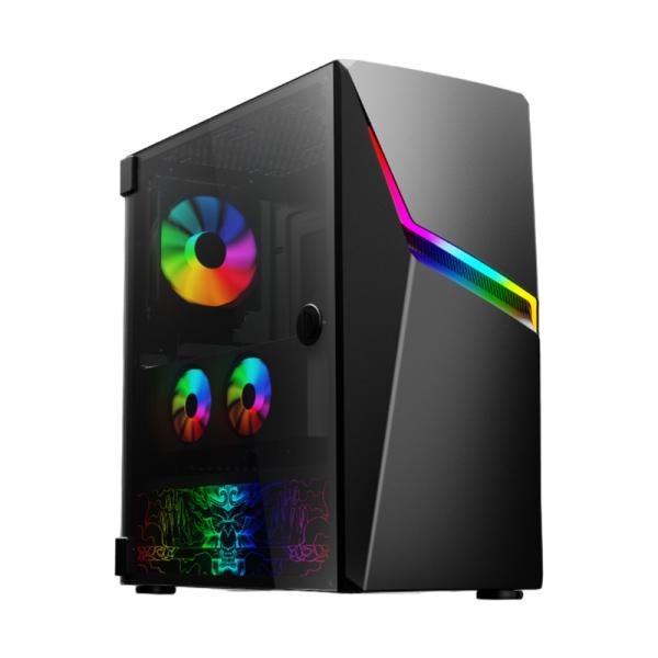 Case Gaming RGB Eagle Warrior Storm Cg03ybra001c Mid Tower 1 Ventilador de 120MM con Vidrio Lateral y Tira RGB - Negro