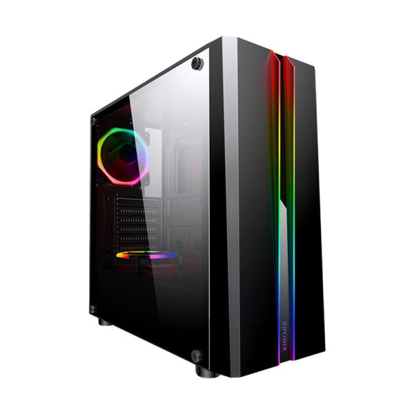 Case Gaming RGB Eagle Warrior Tlaloc CG05R Cg05rdra001c Mid Tower Sin Ventilación Incluida con Vidrio Lateral y Tira RGB - Negro