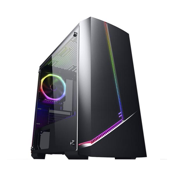 Case Gaming RGB Eagle Warrior Gladiator Cg11rfra003c Mid Tower 1 Ventilador de 120MM con Panel Acrílico Frontal y Lateral y Tira RGB (incluye Pequeño Control Board) - Negro