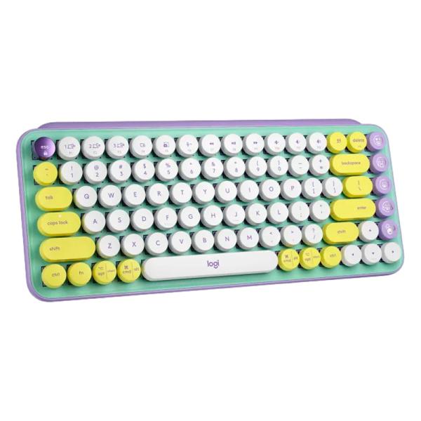 Teclado Logitech Pop Keys Mecánico Inalámbrico Bluetooth Español Switch Café 920-010714 - Lila / Menta