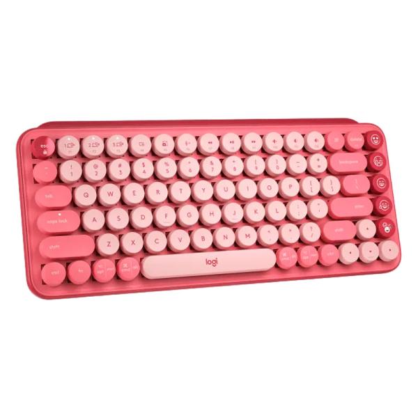 Teclado Logitech Pop Keys Mecánico Inalámbrico Bluetooth Español Switch Café 920-010715 - Rosado