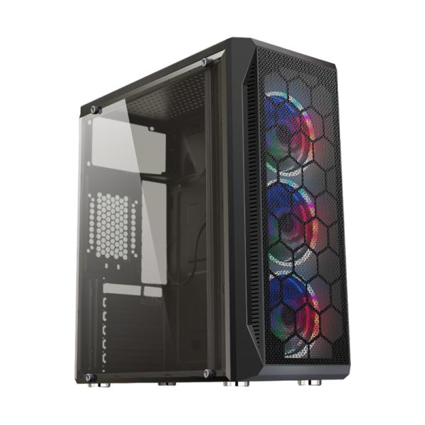 Case Gaming RGB Eagle Warrior Cg08z3ra002c Mid Tower Ventiladores 3 de 120MM con Vidrio Lateral y Malla Frontal - Negro