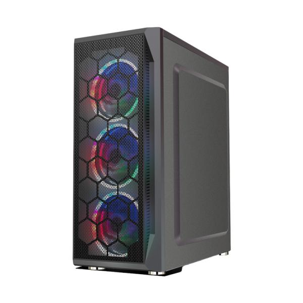 Case Gaming RGB Eagle Warrior Cg08z3ra002c Mid Tower Ventiladores 3 de 120MM con Vidrio Lateral y Malla Frontal - Negro