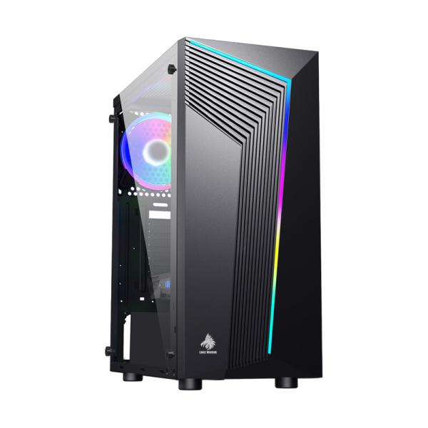 Case Gaming RGB Eagle Warrior Cg10aara001c Mid Tower Sin Ventilación Incluida con Vidrio Lateral y Tira RGB - Negro