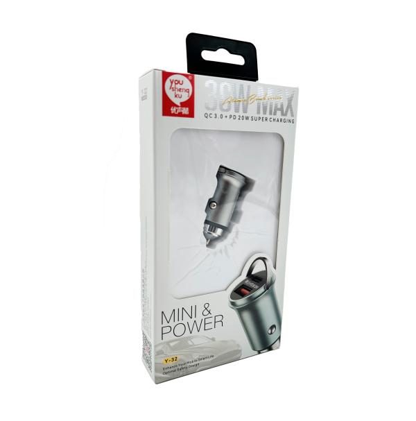 Cargador Cubo Carro Y-32 Youshengku - Plateado