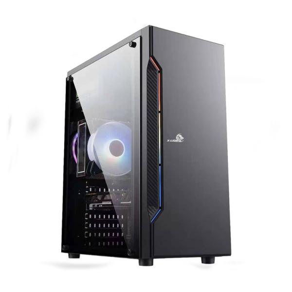 Case Gaming X-LION NE-386 E010-159TEMPERED Glass Side Panel Black USB 2.0*2 + USB 3.0*1+hd Audio+rgb Strip