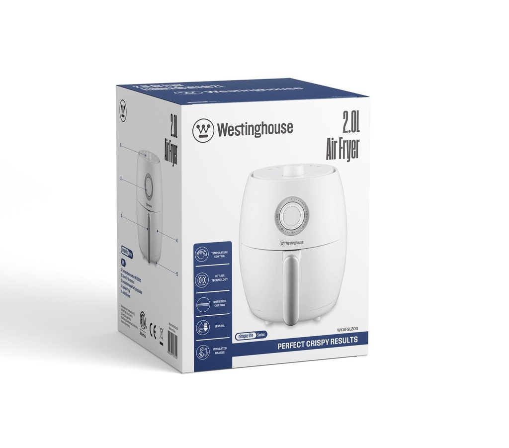 Westinghouse freidora de aire 2.5L manual blanca  - WKAFSL200