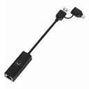 Adaptador 2 en 1 Unno Tekno AD3007BK USB-A USB-C Dual a Gigabit Ethernet 10m/100m/1gbps - Negro