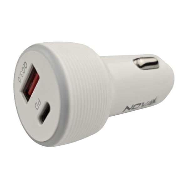 Cargador de Carro Nova Pa036ebc001c 36W 1 Puerto USB-C y 1 Puerto USB-A Carga Rapida - Blanco