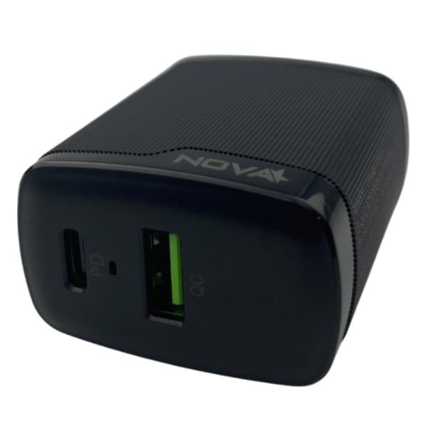 Cargador de Pared Nova Pa046rbu001c 45W 1 Puerto USB-C y 1 Puerto USB-A Carga Rapida - Negro