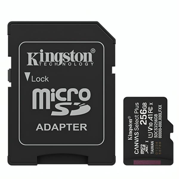 Memoria Micro Sdxc 256GB Kingston Clase 10 UHS-I U3 150 Mb/s Sdcs3/256gb para Cámaras Deportivaas y Drones