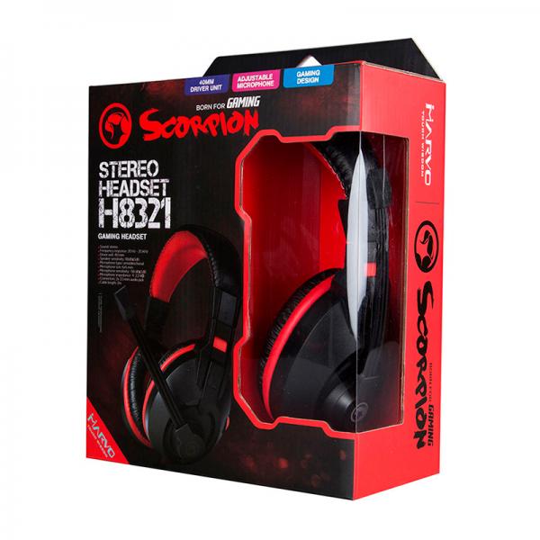 Audifono Linea Scorpion H8321 Marvo - Negro Rojo