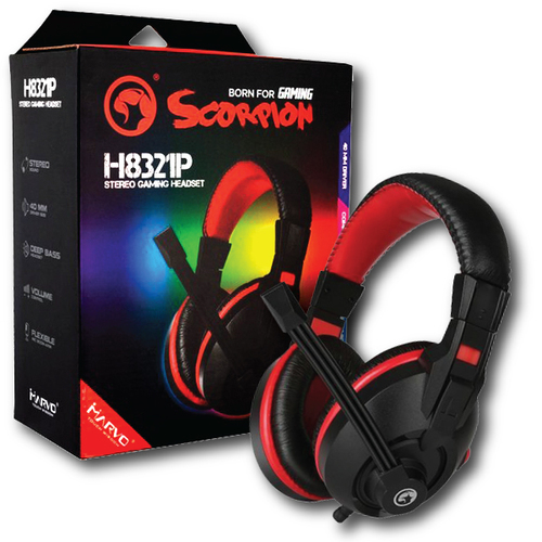 Audifono Linea Scorpion H8321 Marvo - Negro Rojo