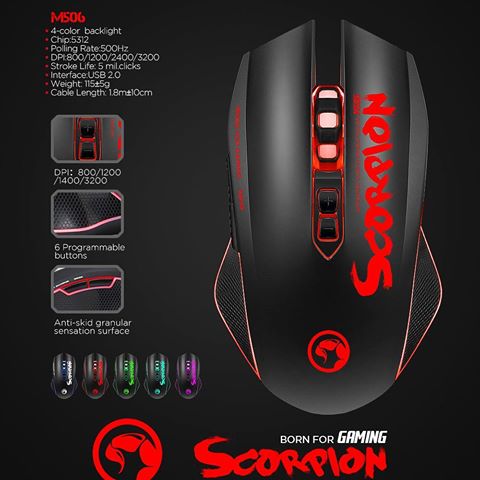 Mouse Linea Scorpion M506 Marvo - Negro / Verde