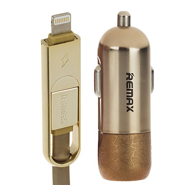 Cargador Carro USB Lightning Micro B RCC103 Finchy Remax - Negro