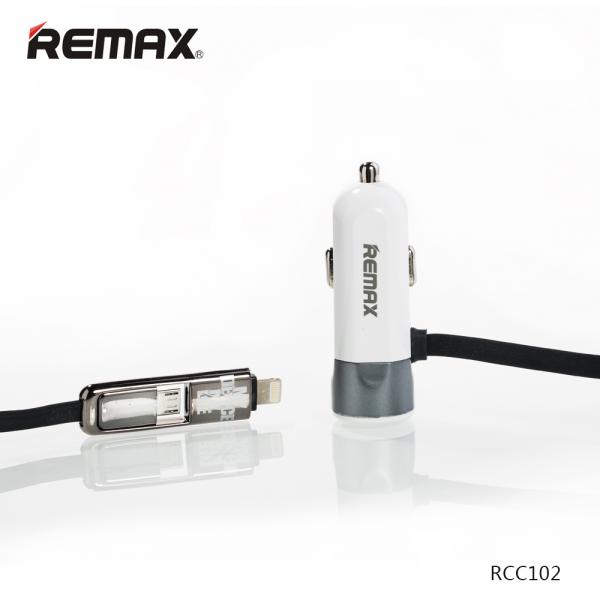 Cargador Carro USB Lightning Micro B RCC102 Remax - Dorado