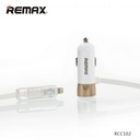 Cargador Carro USB Lightning Micro B RCC102 Remax - Dorado