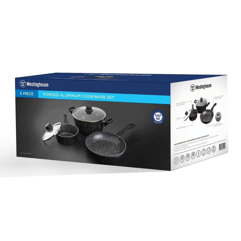 Westinghouse juego de 2 ollas 2 sartenes  de aluminio forjado  acabado marmol de 6 piezas - WCCS000906AMBB