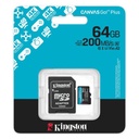 Kingston memoria microSDXC 64 GB canvas go plus gen4 200MB/s A2 U3 V30 card + ADP - SDCG4/64GB