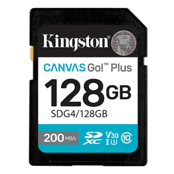 Kingston tarjeta de memoria 128GB SDXC Canvas Go Plus Gen4 200MB/s C10 UHS-I U3 V30 - SDG4/128GB