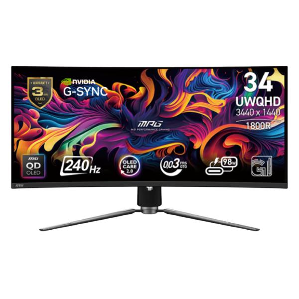 Monitor Gaming Msi Mpg 341CQPX QD-OLED 34.18" Curva 1800R 3440X1440 240HZ QD-OLED G-SYNC Displayport / HDMI / USB-C 9S6-3DD04T-014 - Negro