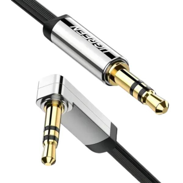 Cable Ugreen AV119 3.5mm Macho Recto a Macho Ángulo Plano 3M 10728 - Negro