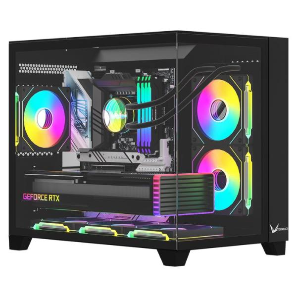 Case Argb Formula V Line Crystal Z9ML Floe Black Mid Tower Ventiladores 6 de 120MM con Vidrio Lateral y Frontal 4711401660910 - Negro