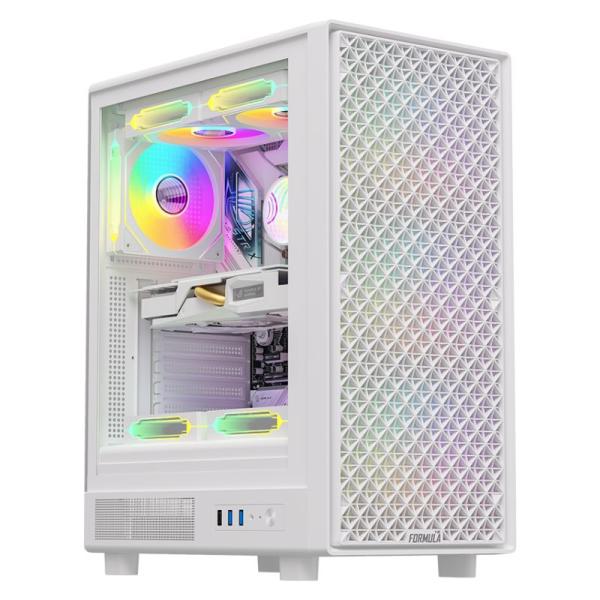Case RGB Formula V Line Mana Dynamic White Ar Mid Tower Ventiladores 4 de 120MM con Malla Frontal y Vidrio Lateral 4711401663515 - Blanco