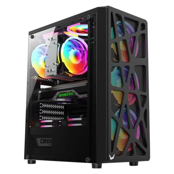 Case RGB Formula V Line Mana Black Ar Mid Tower Ventiladores 4 de 120MM con Malla Fontal y Panel Lateral 4711401662815 - Negro
