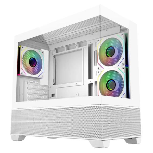 Case Mini Tower Cooler Master Elite 490 White RGB Vidrio Templado