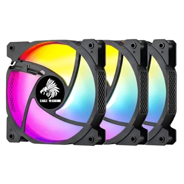Abanicos Argb Eagle Warrior Fcf2l3w5007c 3x120mm W/6 Pin Control Box - Negro
