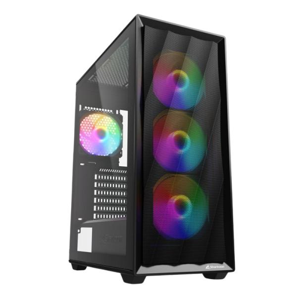 Case RGB Sharkoon VK4 Rainbow Mid Tower Ventiladores 3 de 120MM con Vidrio Lateral 4044951044108 - Negro