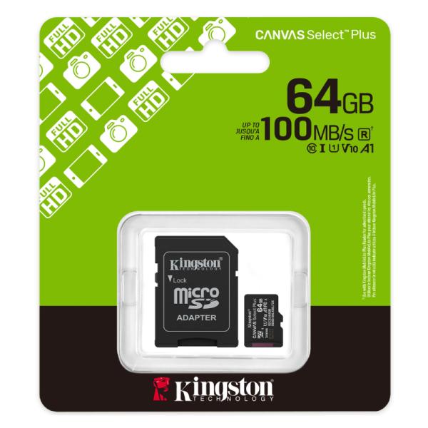 Memoria Kingston Micro SDXC 64GB SDCS3/64GB Clase 10 U1 Android