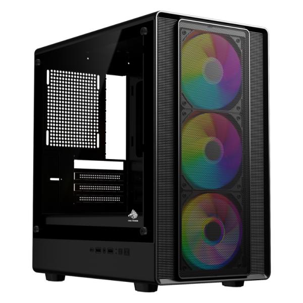 Case Eagle Warrior Cg05amra001c Mini Tower Ventiladores 3 de 120MM con Vidrio Lateral - Negro