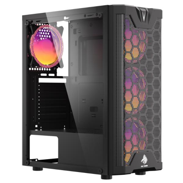 Case RGB Eagle Warrior Cg12aara002c Mid Tower Ventiladores 3 de 120MM con Vidrio Lateral y Acrílico Frontal - Negro