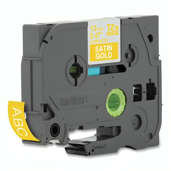 Cinta Brother TZEMQ835 Blanco Sobre Dorado de 12MM para P-TOUCH 5M - Blanco/dorado