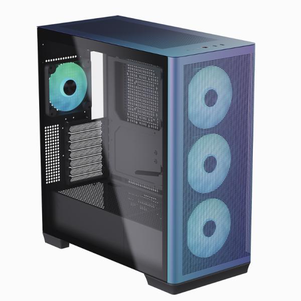 Case RGB Apnx C1-R-CF-V1 Mid Tower Ventiladores 3 de 140MM y 1 de 120MM con Malla Frontal y Lateral Apcm-cr01143.c1 - Cromado
